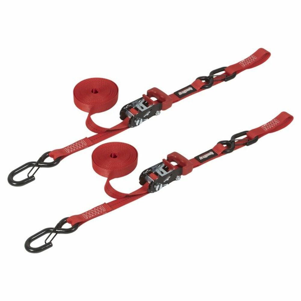 SpeedStrap 1In x 15Ft Ratchet Tie Down w/ Snap FtSFt Hooks Soft Tie (2 Pack)