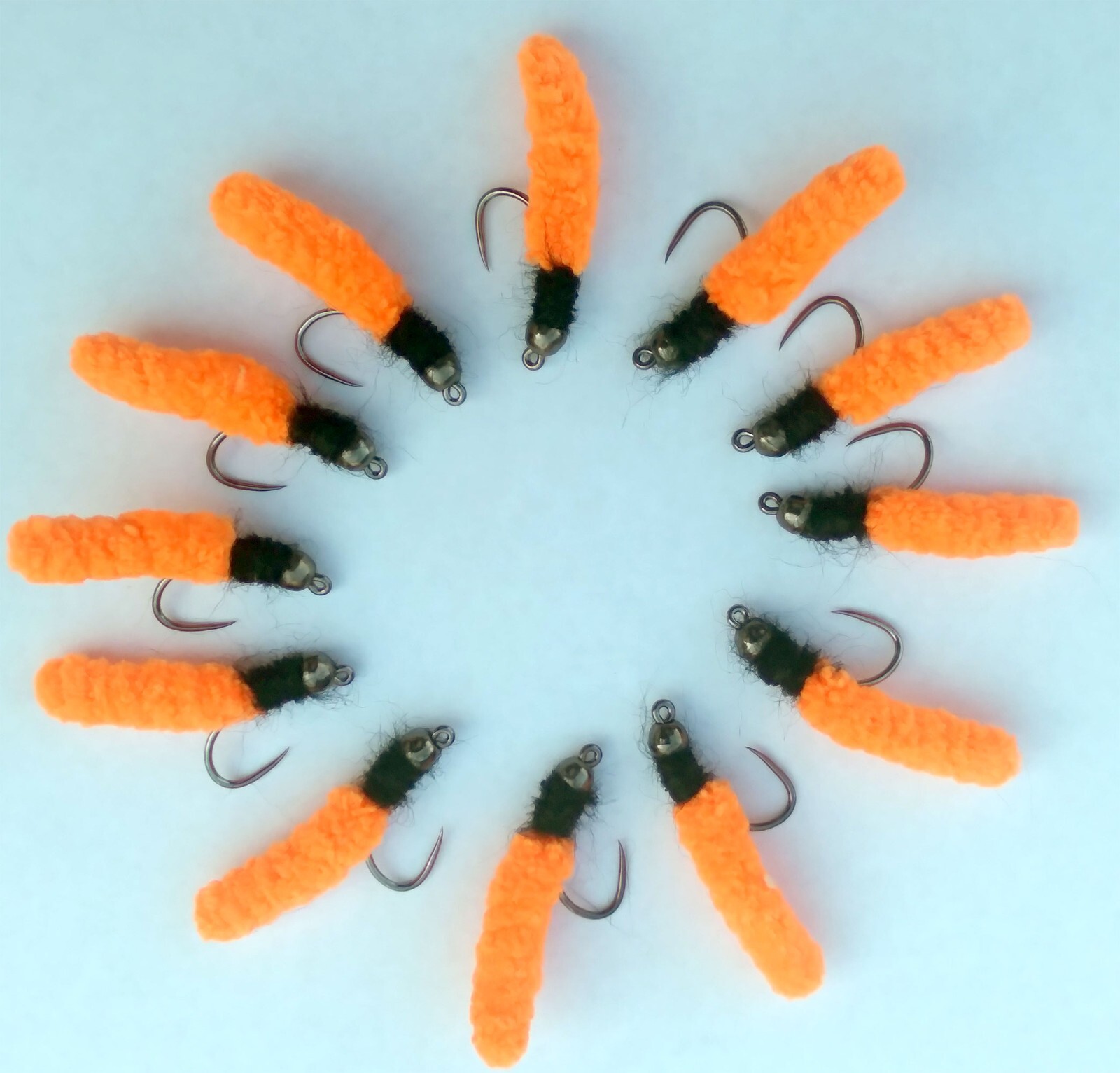 Fly Fishing Flies 12 Mop Fly Orange HEAVY 4.0 mm Tungsten - Euro Nymph trout