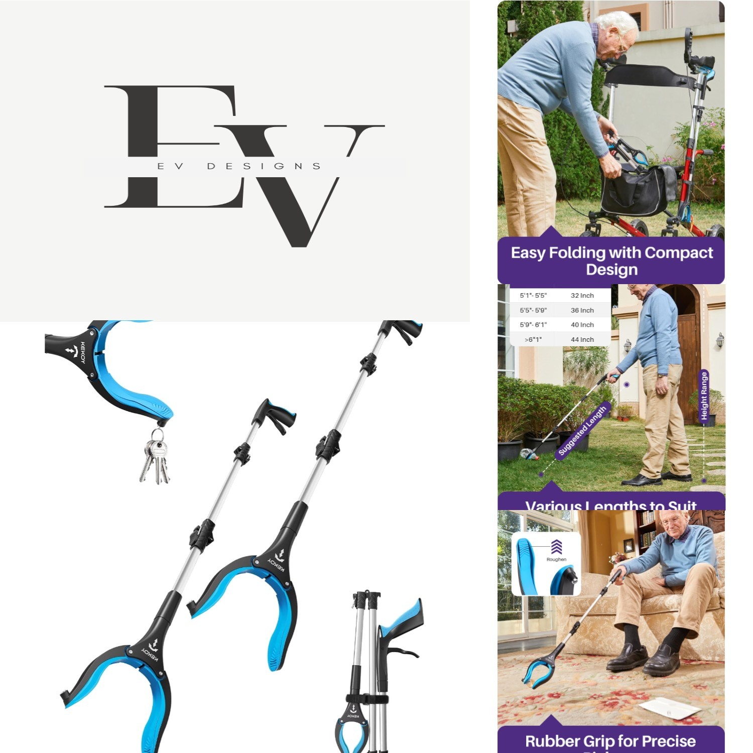 Compact 32-Inch Grabber Tool for Enhanced  – Ideal for Seniors & Caregivers