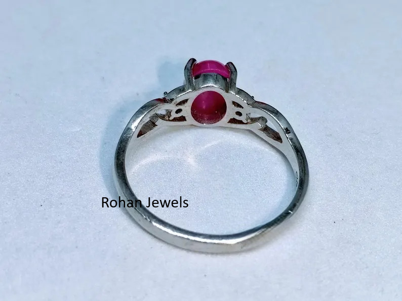 Pink Lindy Star Ring 925 Sterling Silver Lab Created Handmade Silver Ring