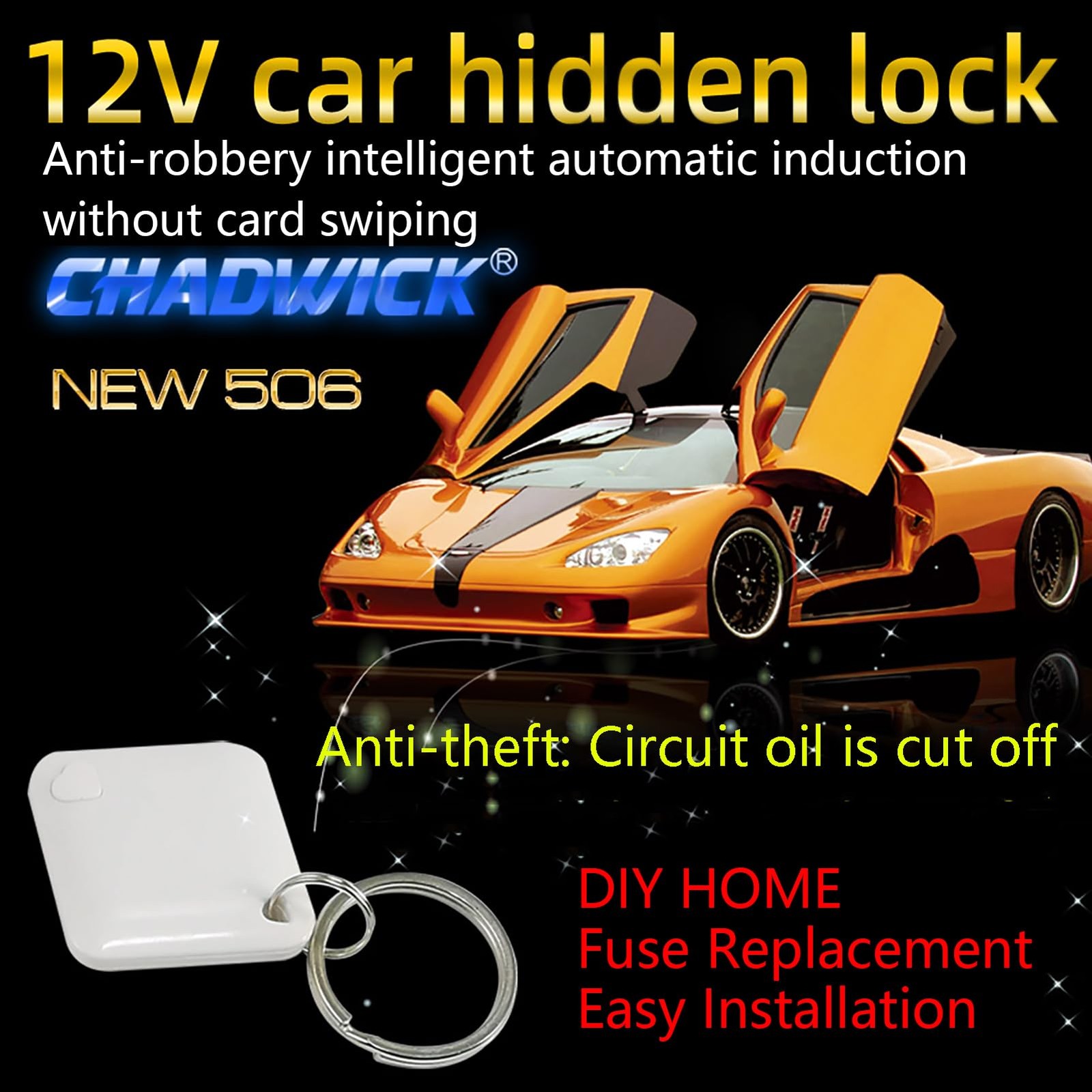Car Immobilizer AntiTheft Alarm System, M506 Wireless Engine Lock, Auto AntiR...