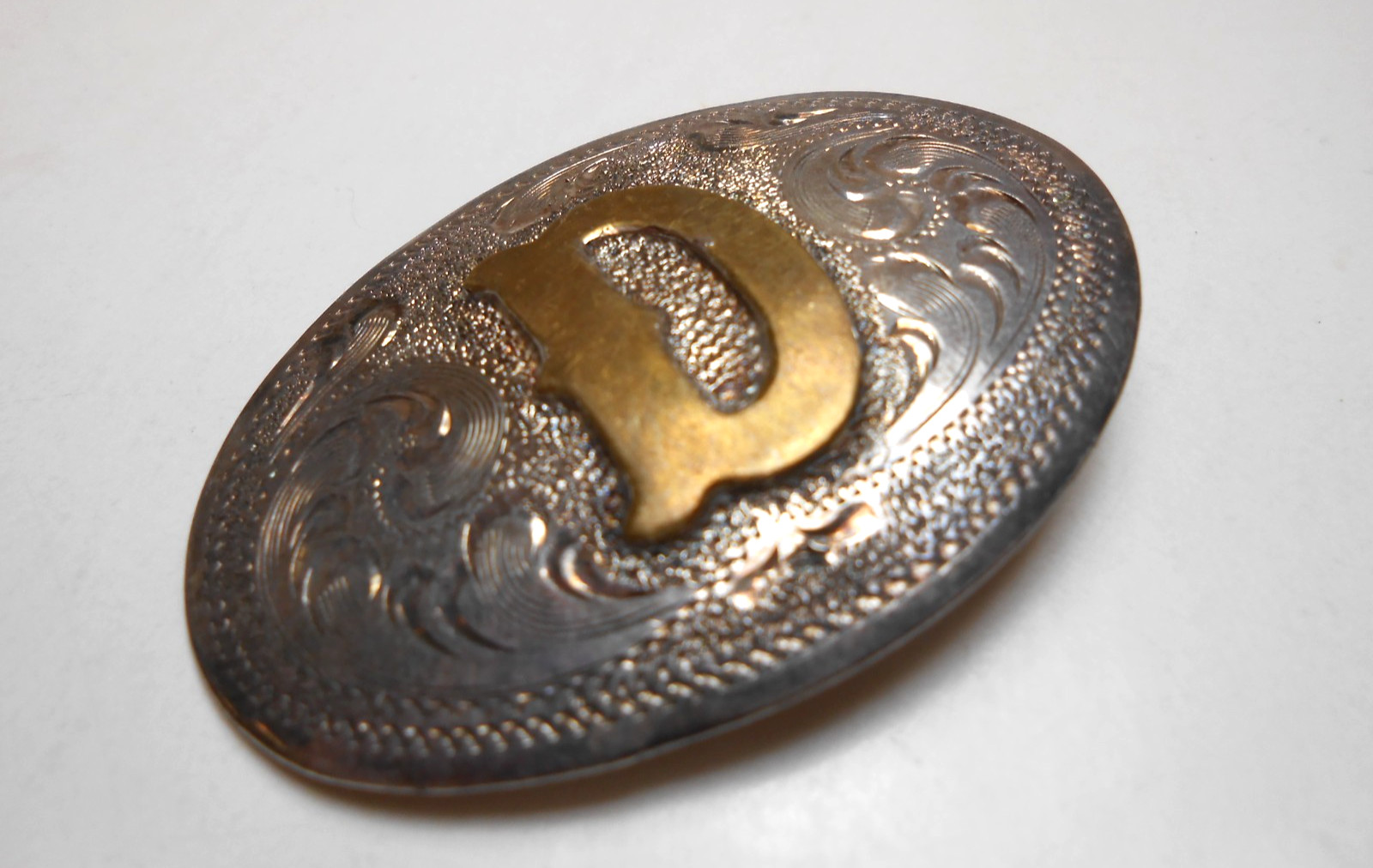 Vtg Western Style Horse Conchos Mexico Silver Overlay 4 Conchos Letter "D"