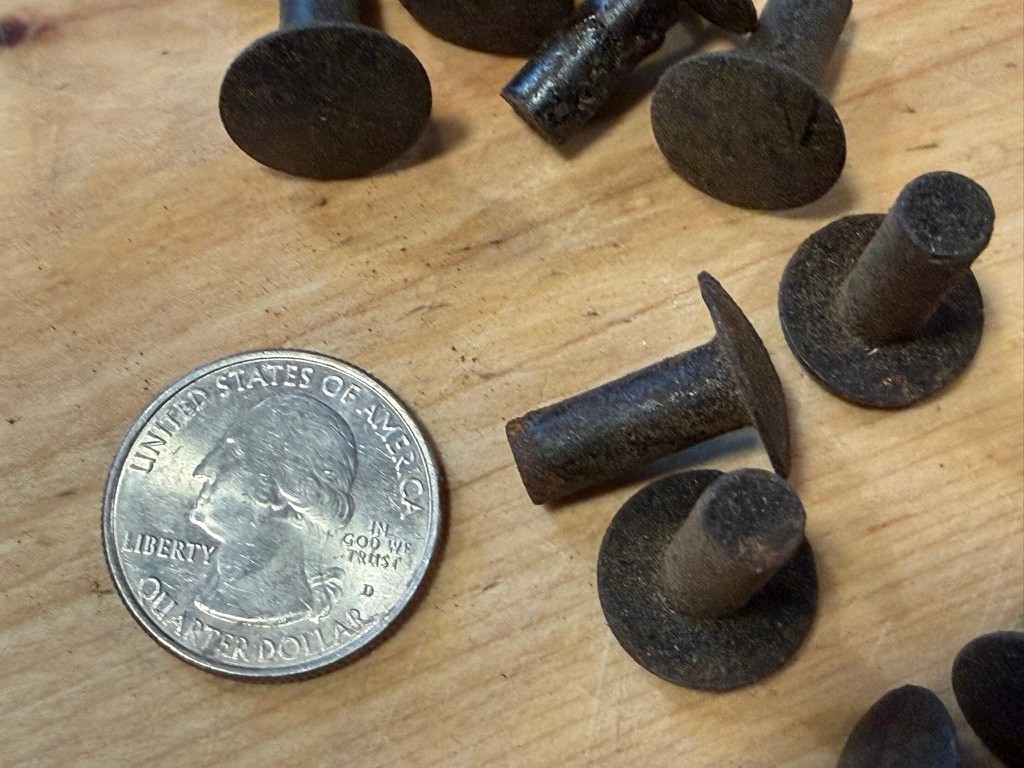 10 Vintage Blacksmith Steampunk Low profile Round Head Iron Rivets 1/4" x 5/8"
