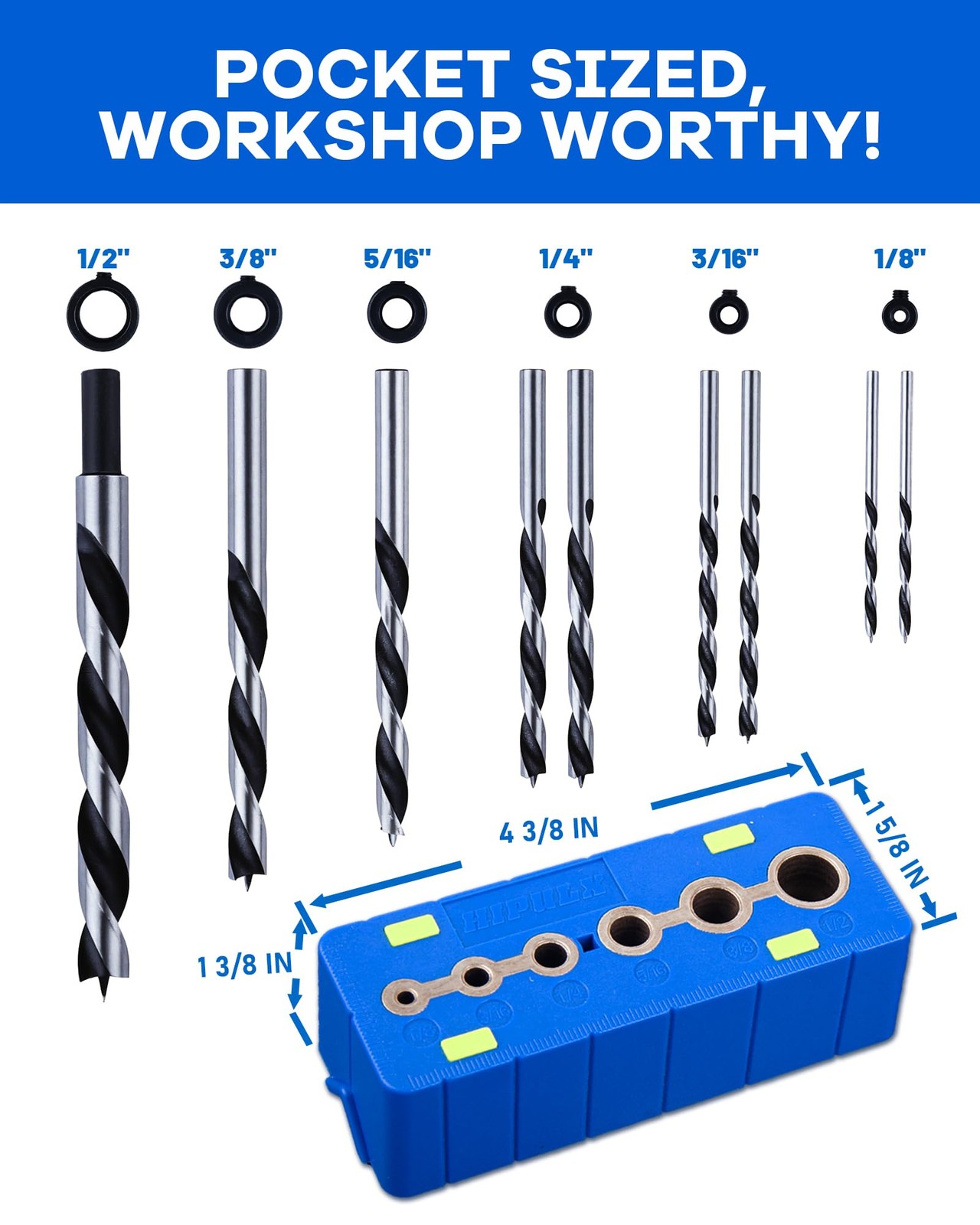 Drill Block Guide Set for Straight Holes with Drill Bits & Stop Collars – Com...