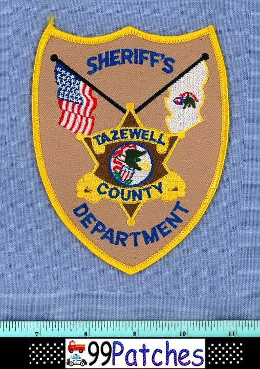 TAZEWELL COUNTY SHERIFF ILLINOIS Police Shoulder Patch STATE SEAL IN STAR 8D