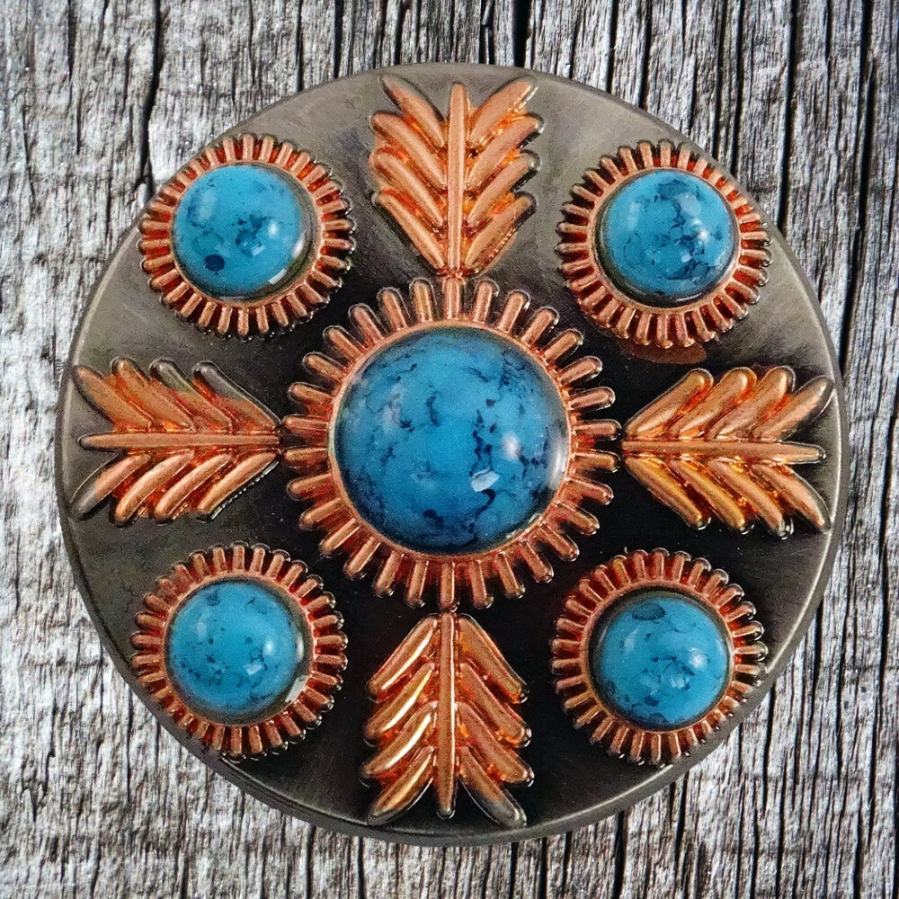 Turquoise Feather 1 Inch Concho CON00300-D