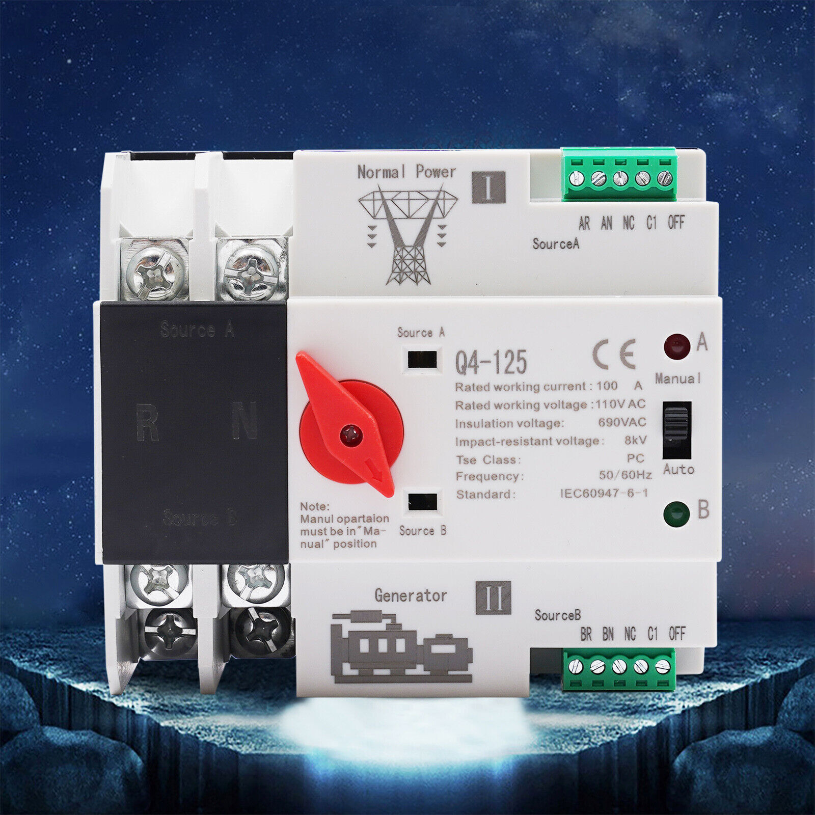 Dual Power 100A Automatic Transfer Switch 2P for Efficient Power Management