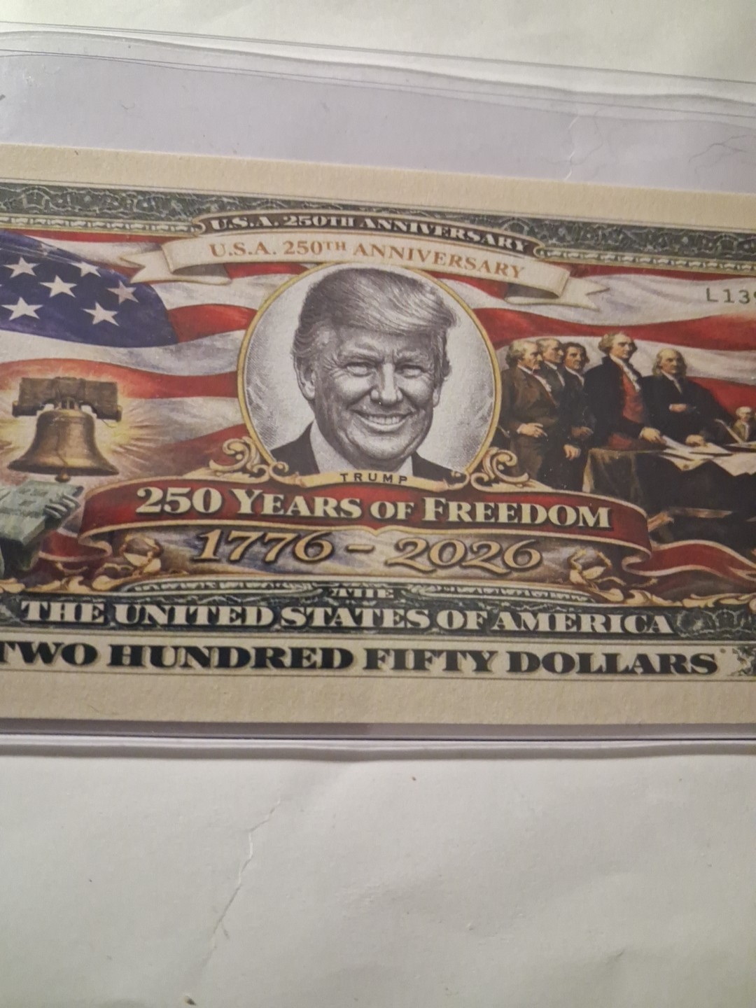 Donald Trump USA 250th Anniversary Dollar Bill American Freedom Money
