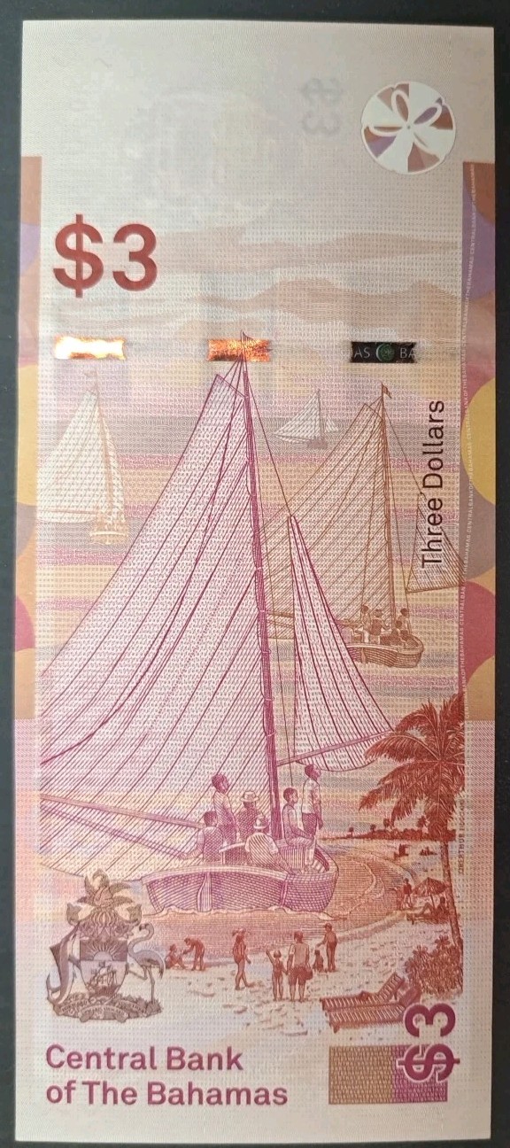 2018 Bahamas 3 Dollars PW78 A010142.