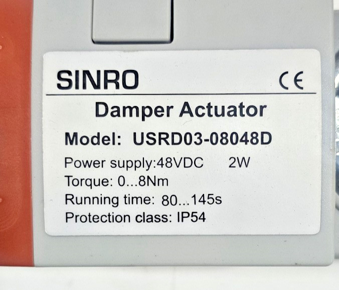 SINRO DAMPER ACTUATOR MODEL USRD03-08048D 48VDC NEW-OPEN BOX