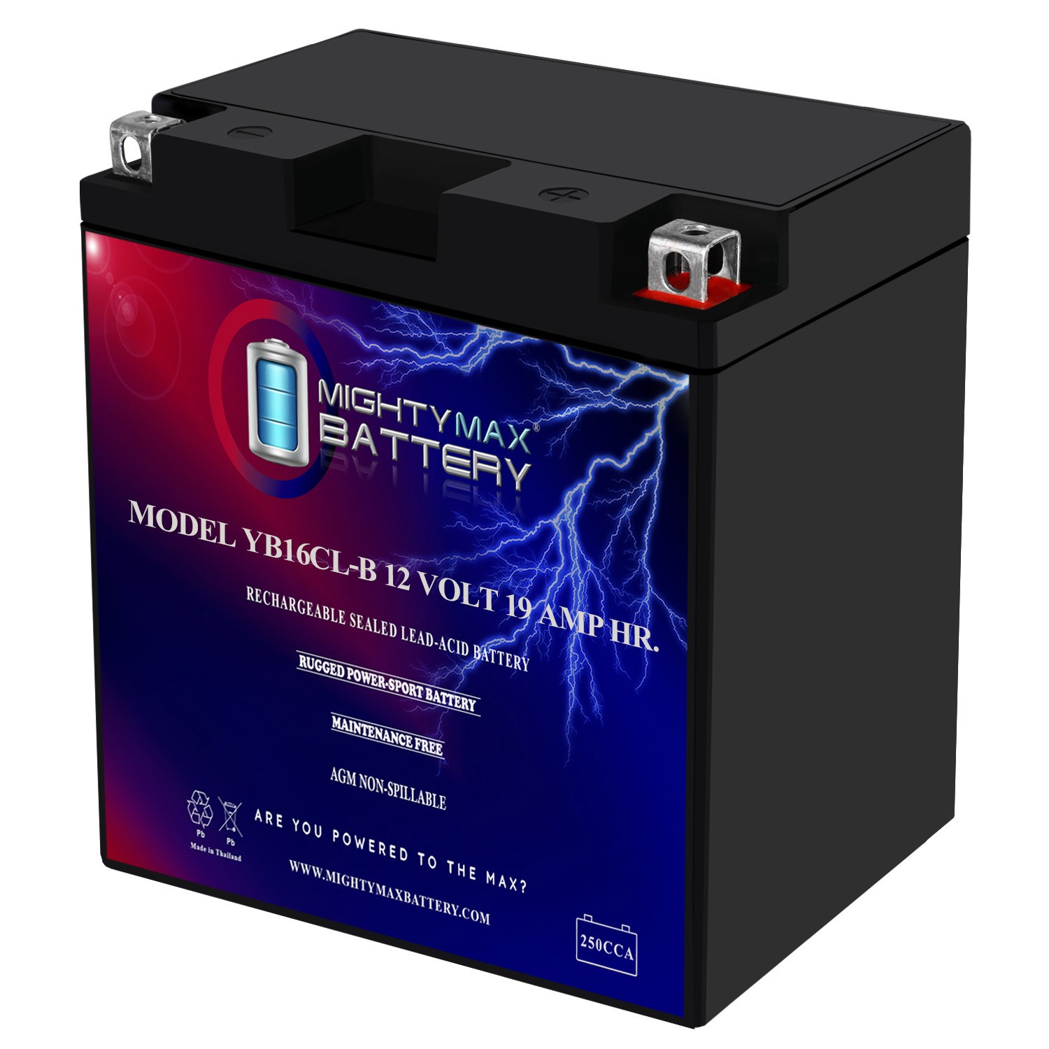 Mighty Max YB16CL-B 12V 19AH SLA Replaces John Deere Trail Buck 650 EXT 04-05