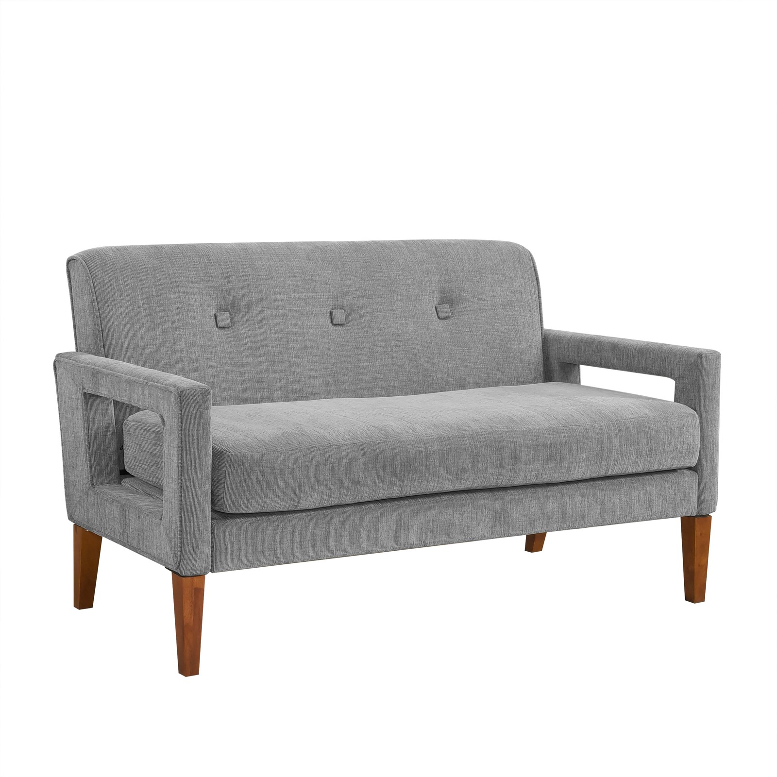 Modern Living Room Furniture Loveseat Gray Chenille Upholstery Pocket Coils Soli