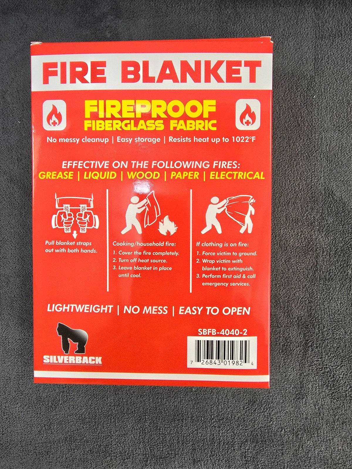Silverback 40" X 40" Fireproof Fiberglass Fire Blanket 2 Pack
