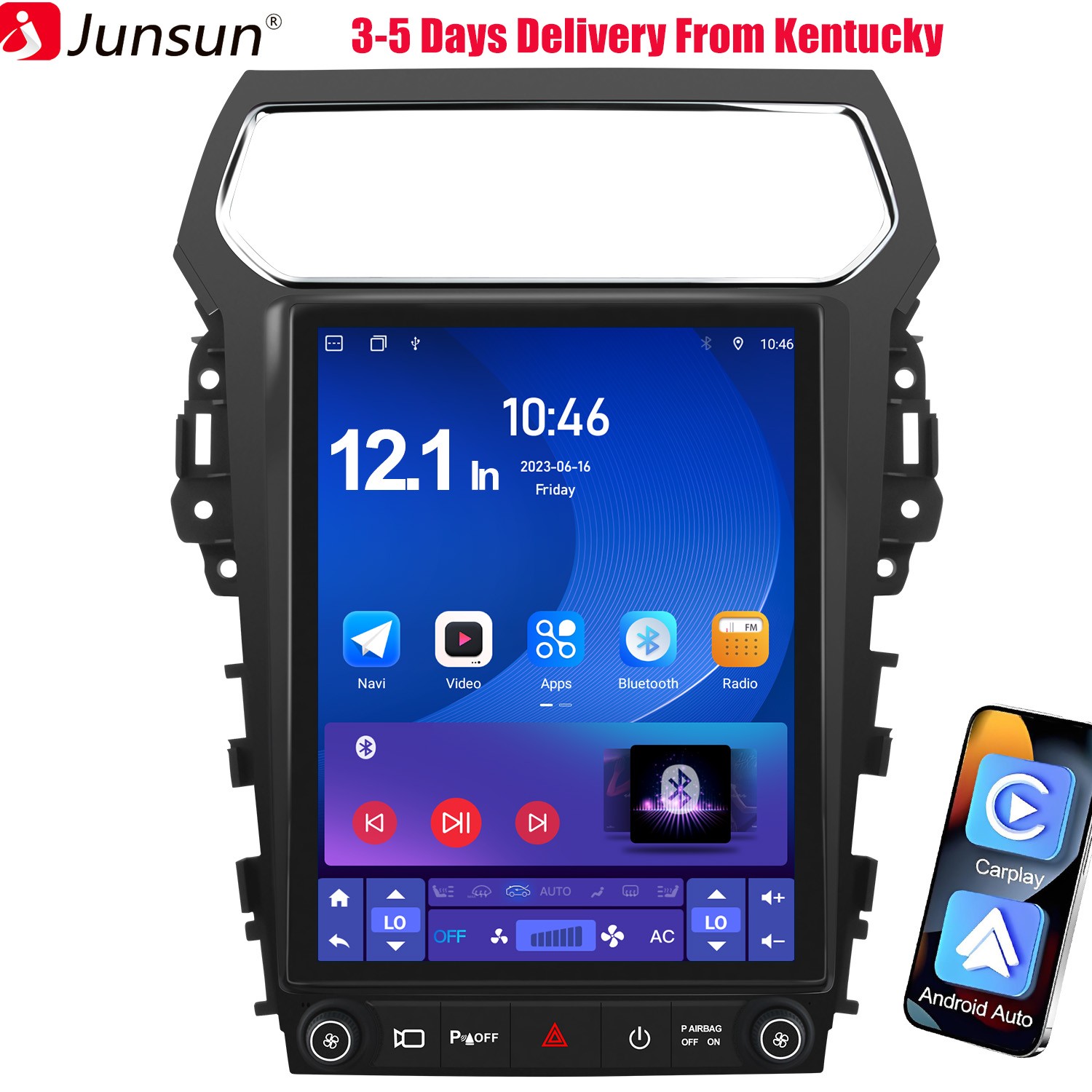 12.1"Android14 Tesla style Car Stereo Radio For Ford Explorer 2011-2019 GPS Navi