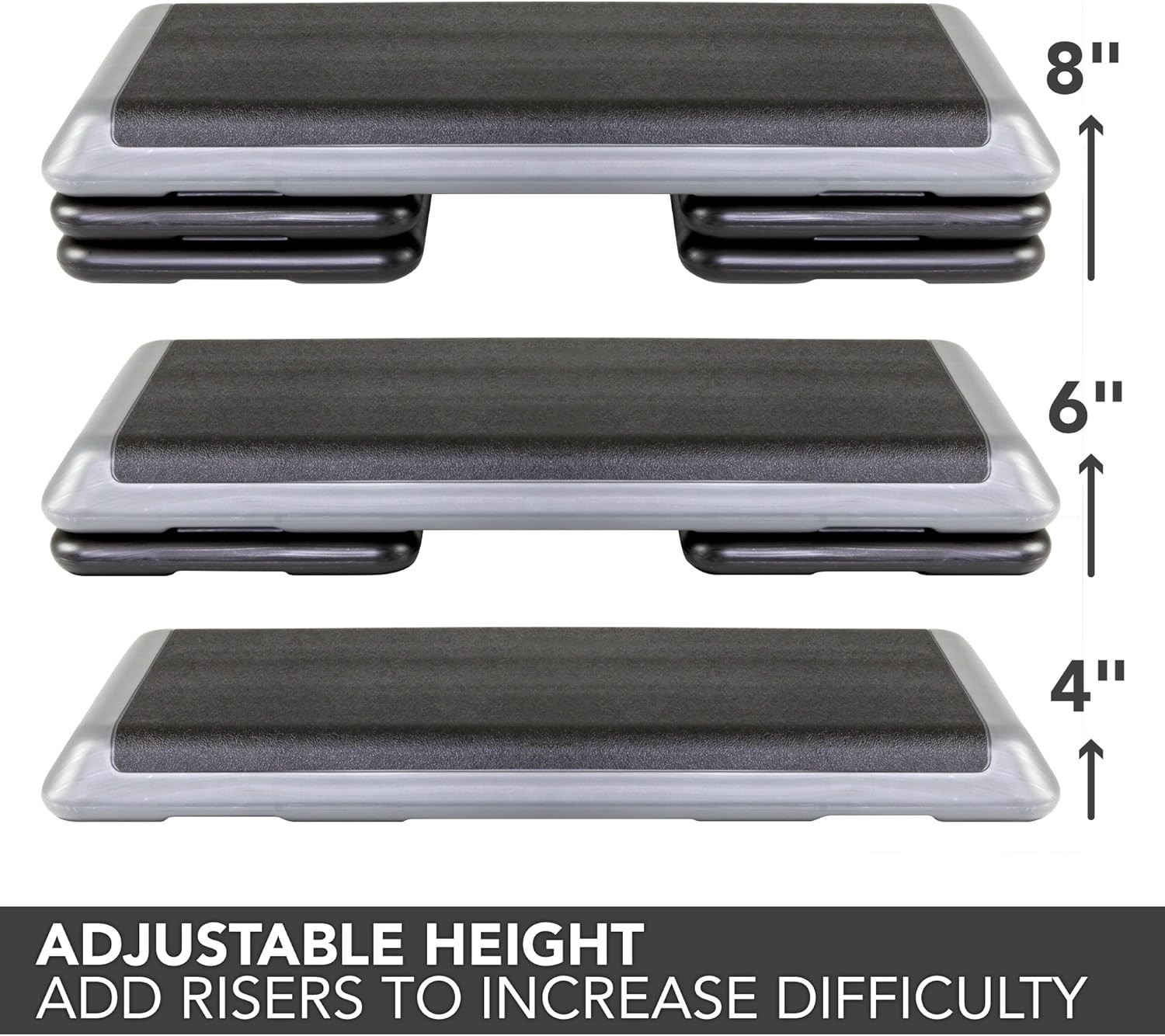 Durable Step Exercise Platform with 4 Height Options for Customizable Workouts