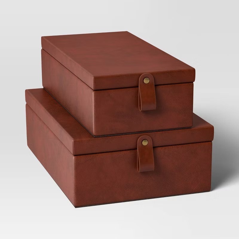 Faux Leather Storage Box Set