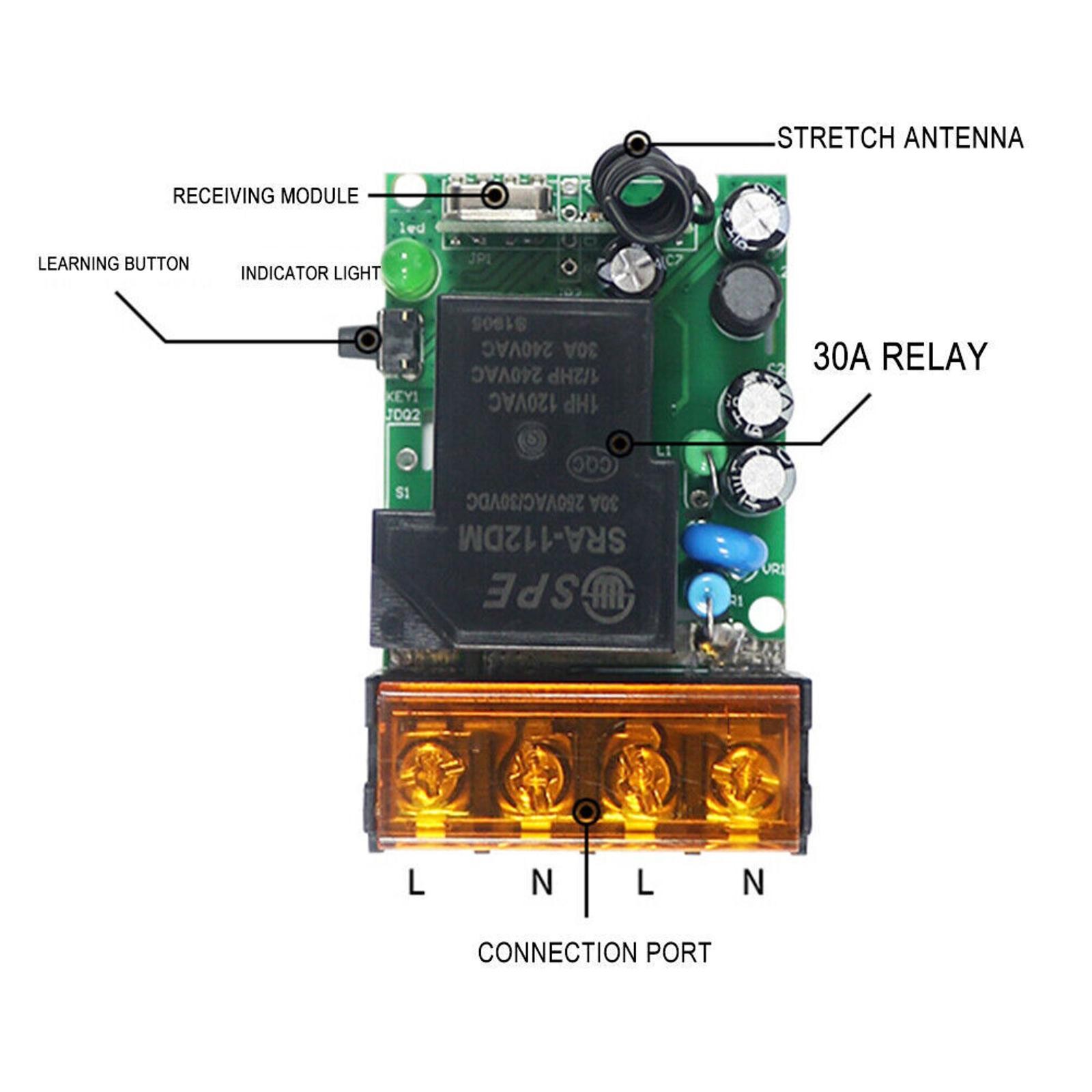Remote Control Switch 110V-240V RF Relay Receiver W/ Remote Control 100m Range j