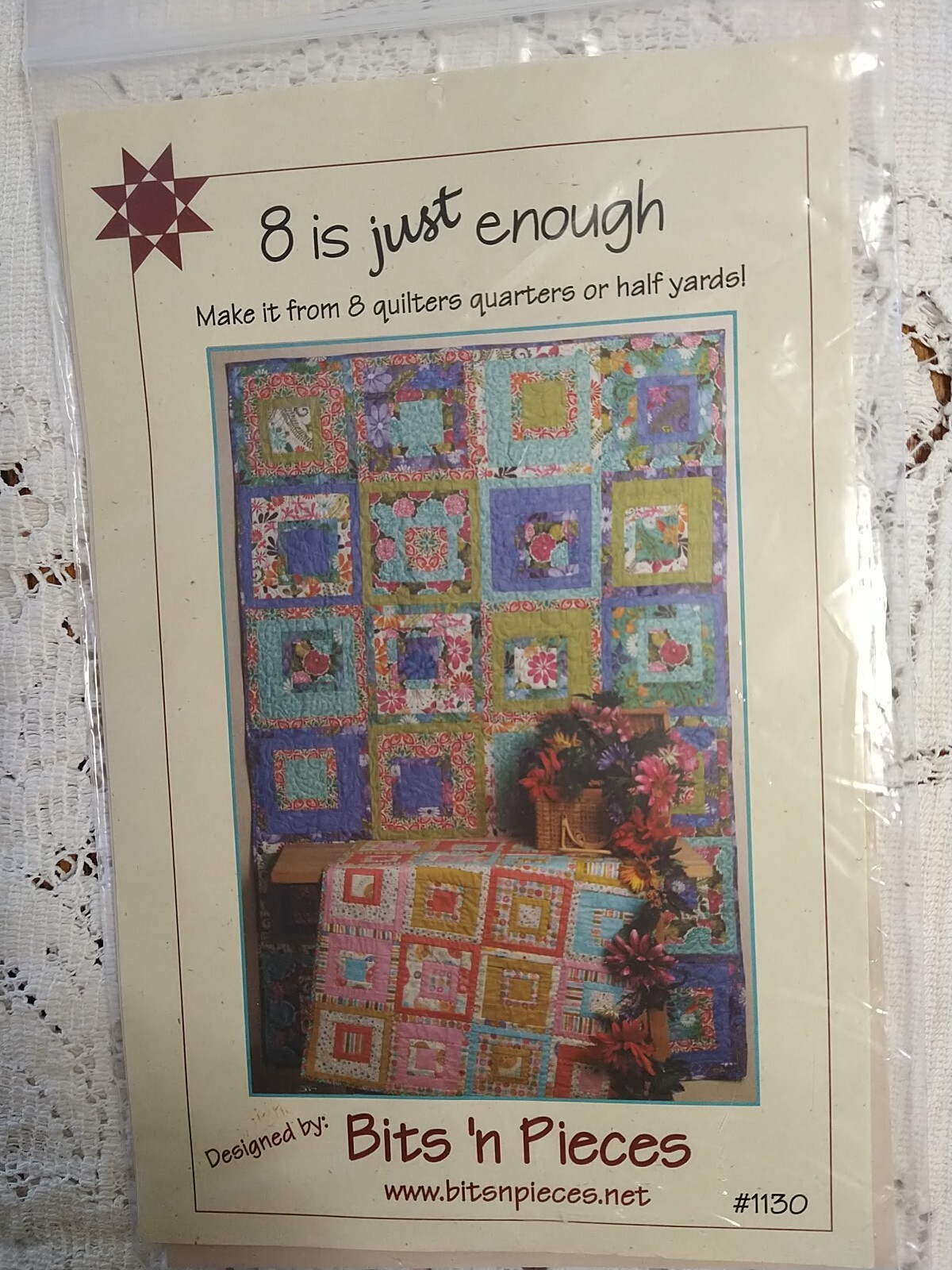 Bits 'n Pieces Quilt Pattern #1130 "8 is Just Enough" Quilter's Quarters 4 Sizes