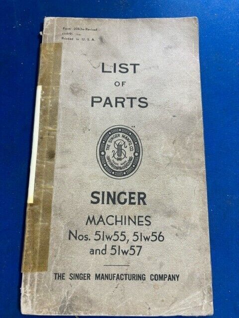 Singer 51w55/51W56/51W57 parts book