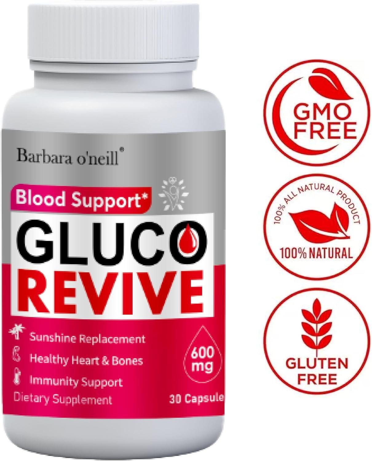 Gluco Revive Blood Sugar Support Health Capsules (600 mg) 30 Caps Exp 5/2027