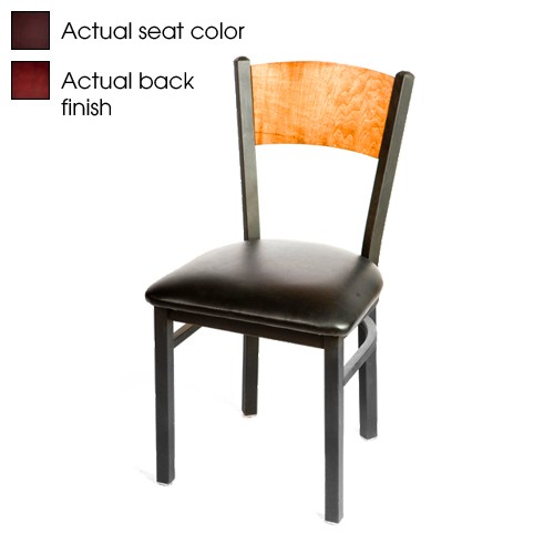 Oak Street Mfg Plain Mahogany Wood Back Chair w/Wine Vinyl Seat
