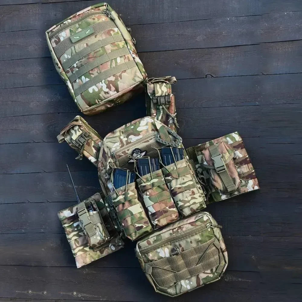 Plate carrier assembled with pouches and chevron in Gift for multicam💛💙