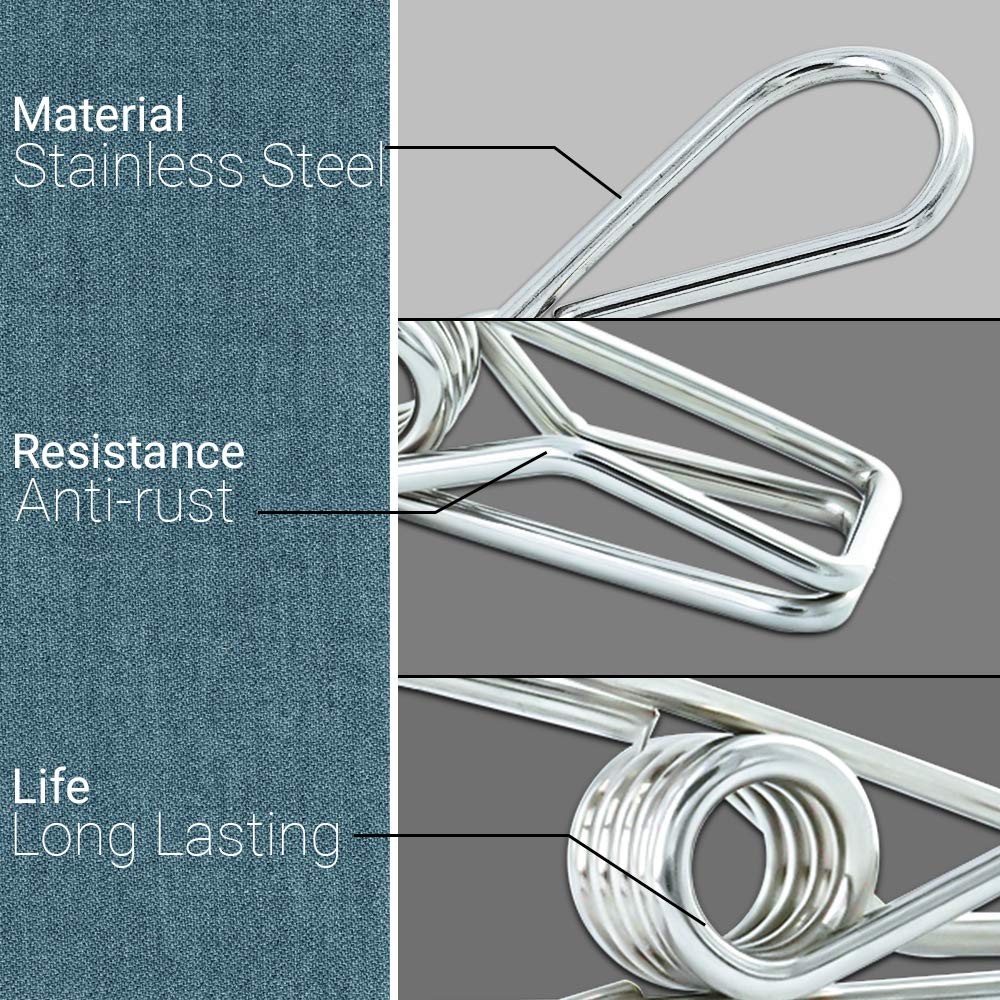 40 Pack Stainless Steel Small Clothes Pins Durable Clothes Pegs MultiPurpose ...