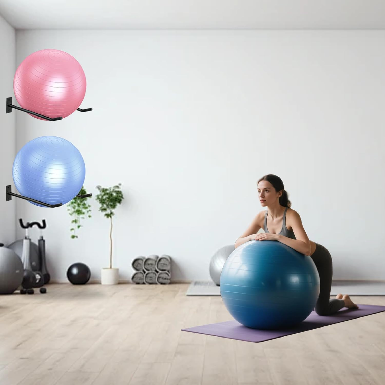 Wall Mount Exercise Ball Holder Metal Yoga Ball Holder Heavy Duty Medicine Ball