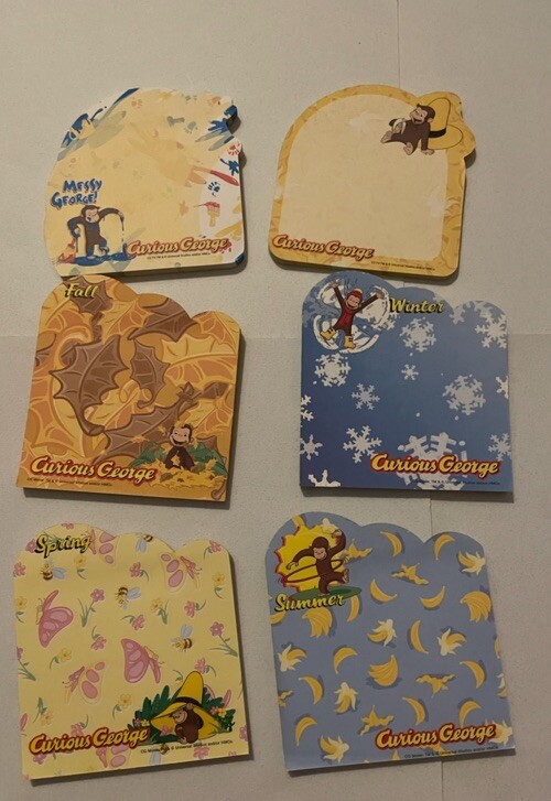 curious George Movie Merch Lot Of 6 notepads - bananas, Seasons, messy