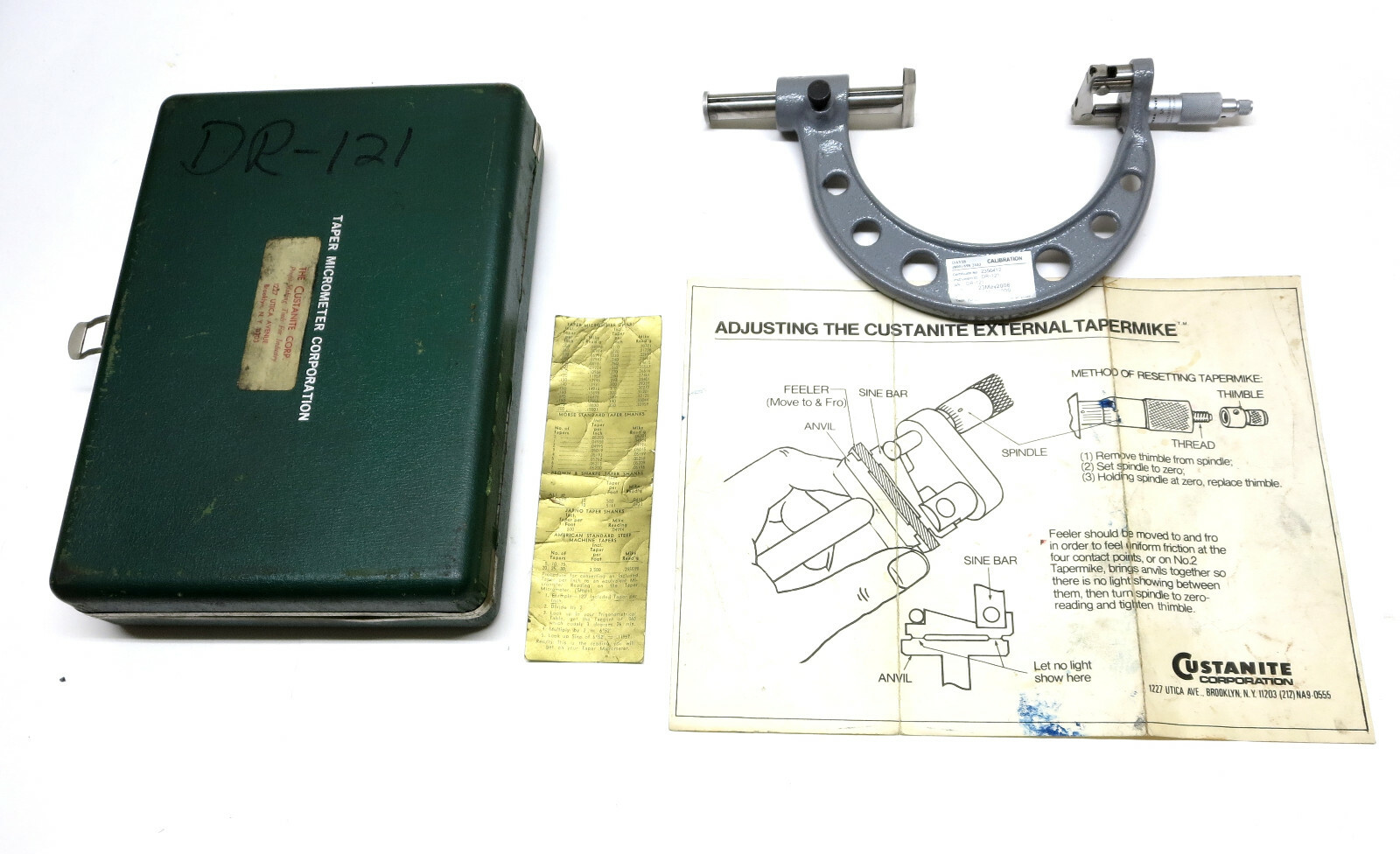 Taper Micrometer Corporation Custanite External Tapermike Micrometer 4D-606