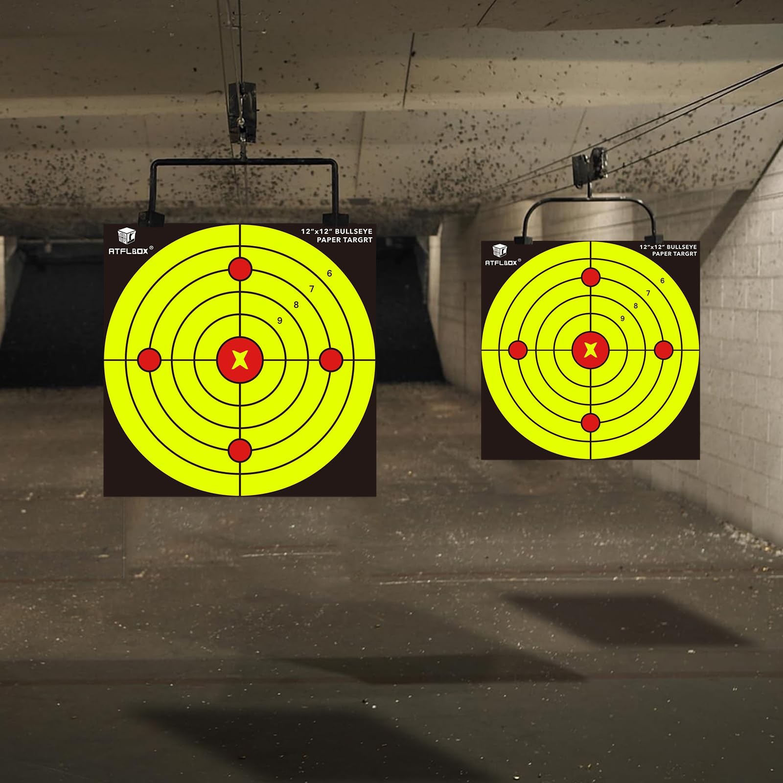 Atflbox Bullseye Paper Shooting Target for The Range, 12x12 Inch High Visibil...
