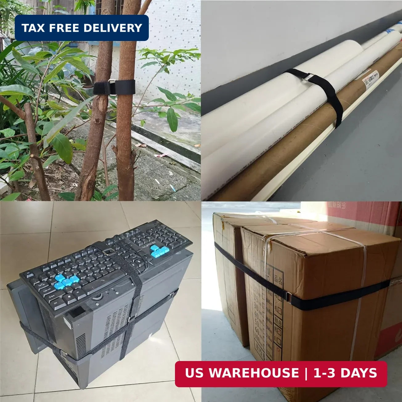 12 inch Reusable Fastening Cable Straps - Hook and Loop Fixing Straps - 12 Pack