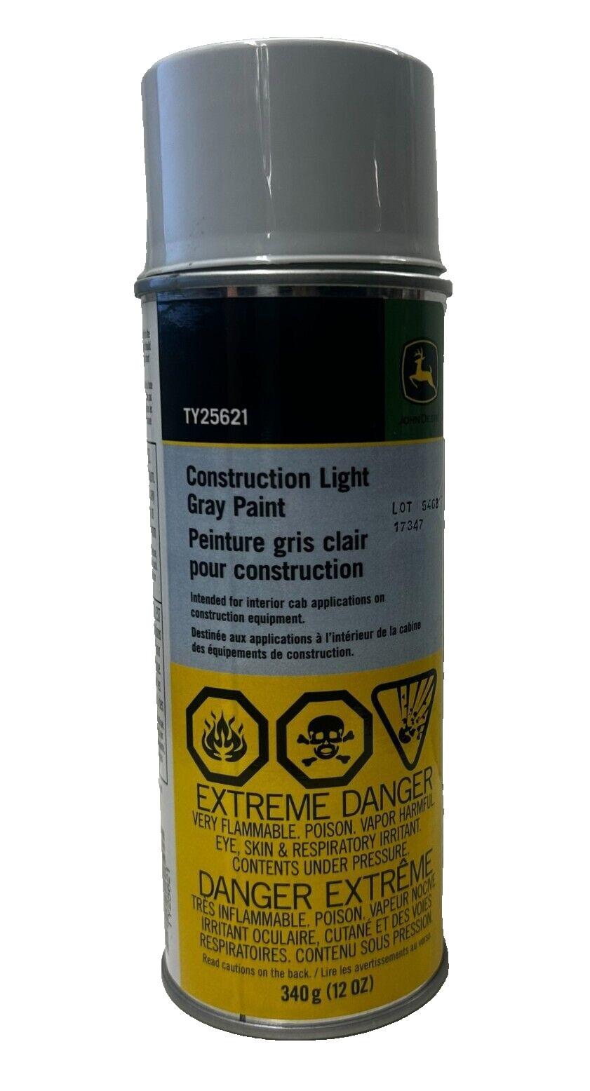 John Deere Construction Light Gray Spray Paint Can 12oz TY25621 Genuine NEW
