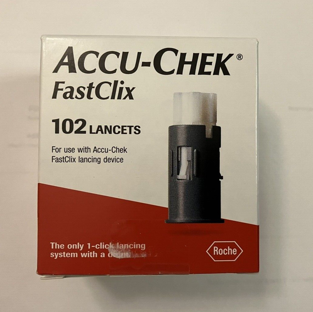 ACCU-CHEK FastClix Lancets 1 Box of 102 Expiration 2027 or later + Free Ship