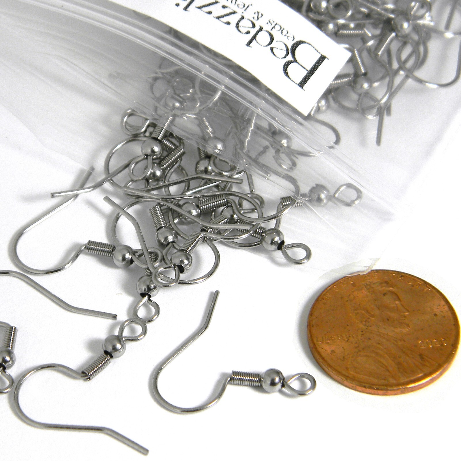 10 Surgical 304 Grade Stainless Steel Ball & Coil Fishook Hook Earring Findings