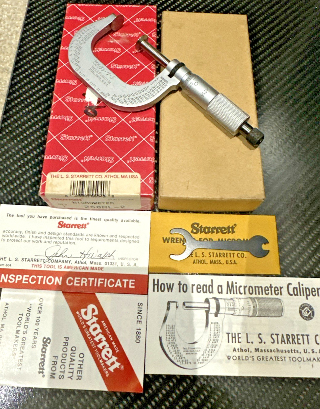 Starrett 256RL-2 Disc Flange Micrometer 1-2" 0.001 Machinist Tool Maker Box Find