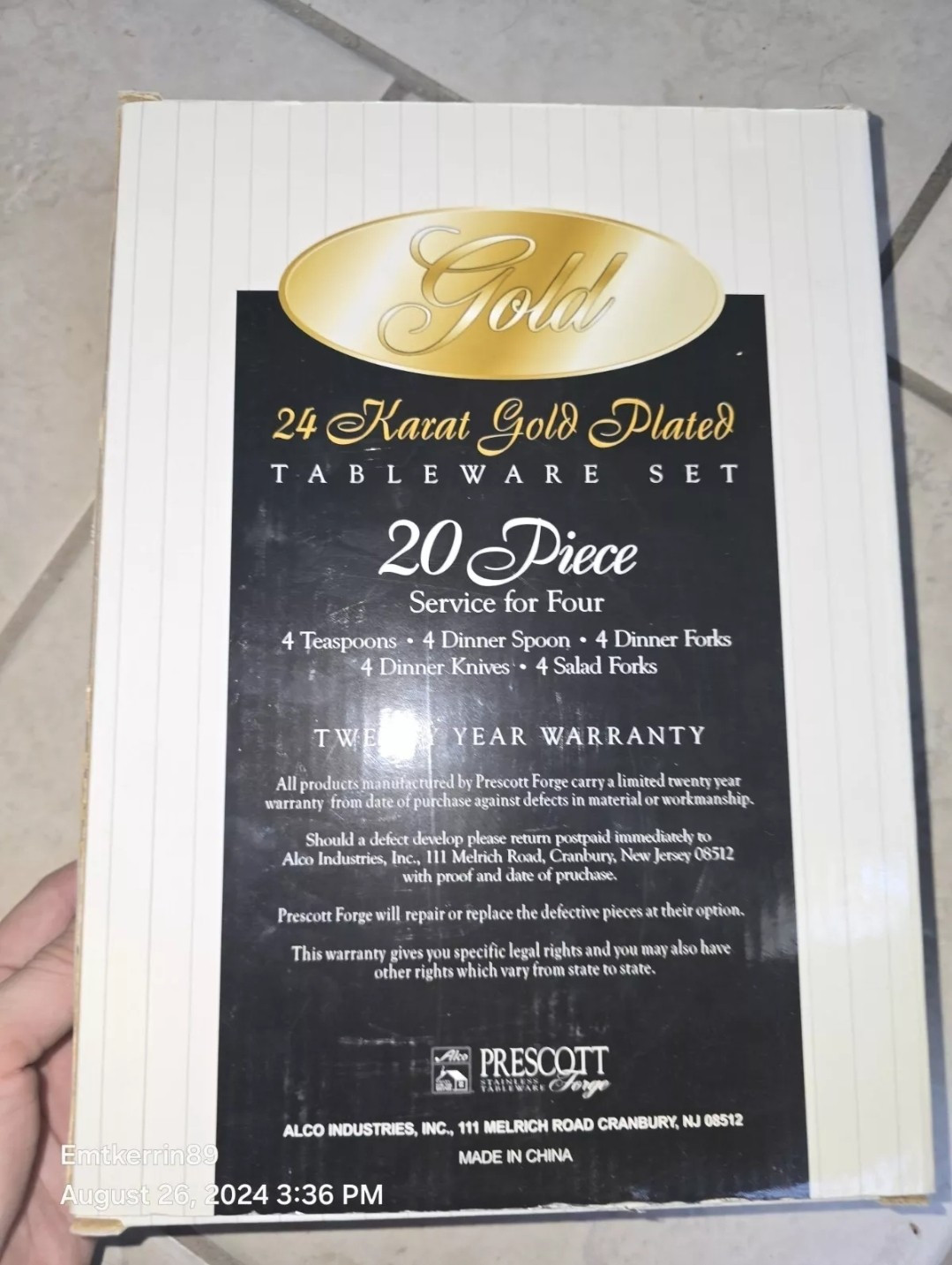 Gold Plated Stainless Flatware Service For 4 Tableware 20pc
