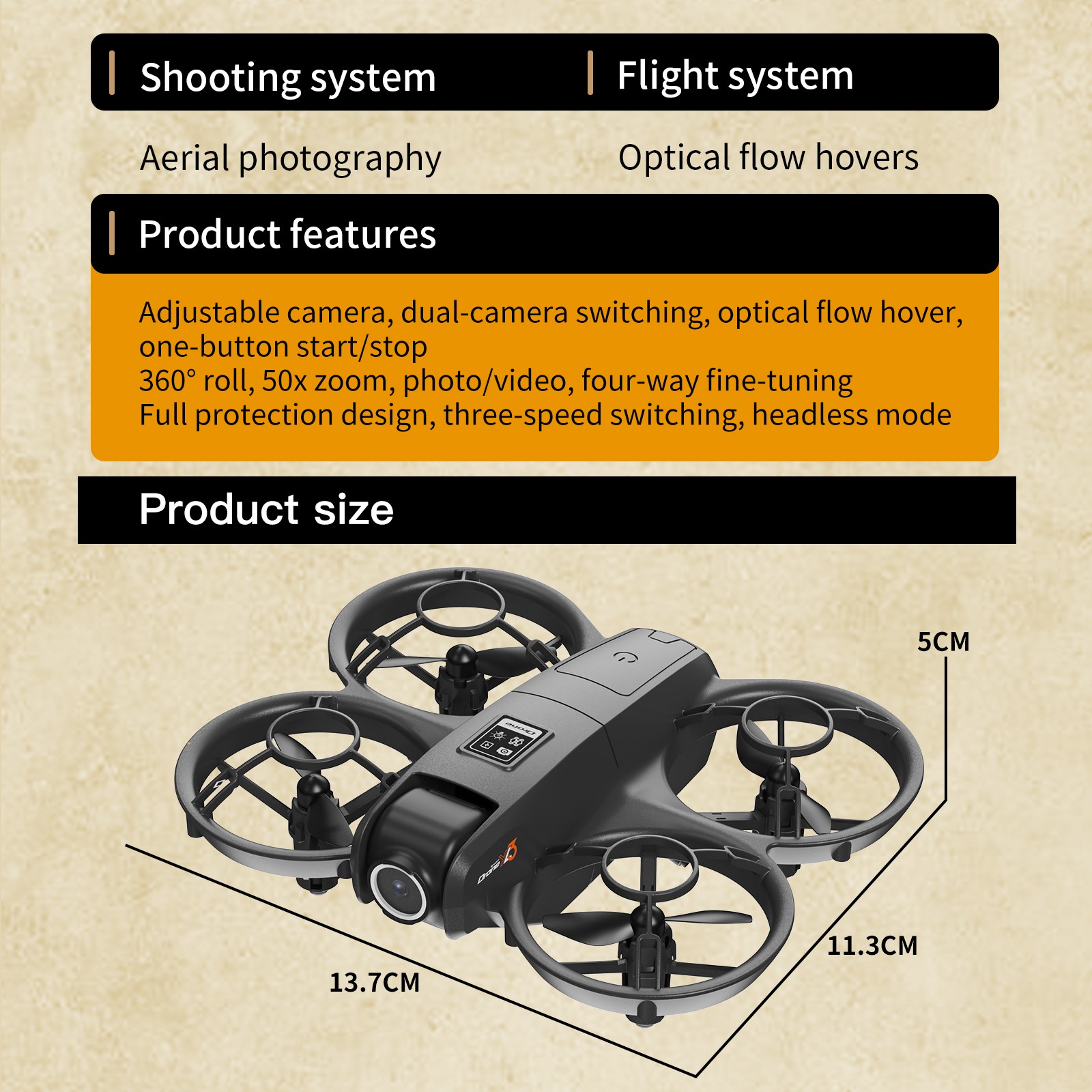 Mini Drone with 4K Dual Cameras Adjustable Camera 360° Flip W/o Screen control