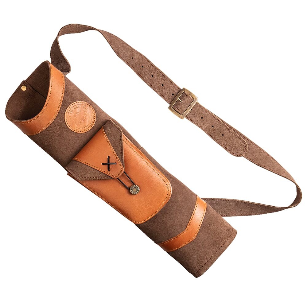 Bear Archery Traditional Leather Arrow Quiver Brown Adjustable Harness [AT100BQ]
