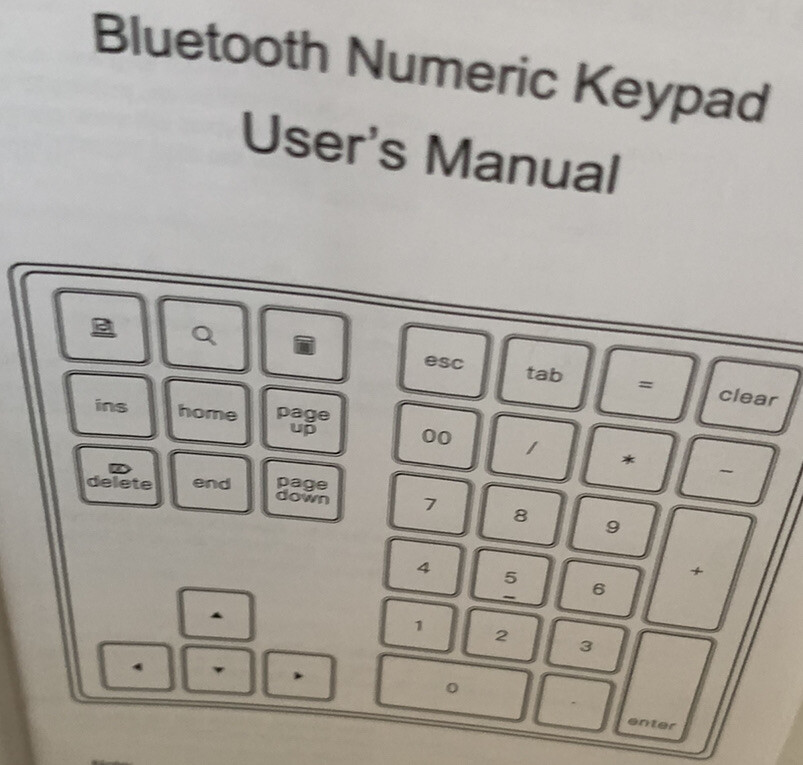 Bluetooth Numeric Keypad, 34-key
