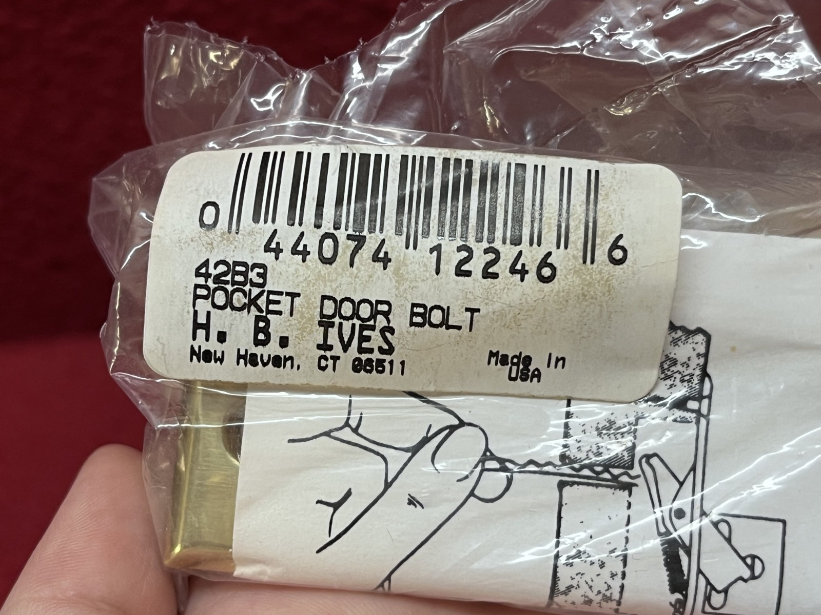 Open Box Lot of 5 Ives Pocket Sliding Door Bolt Brass #42B3 Good Condition