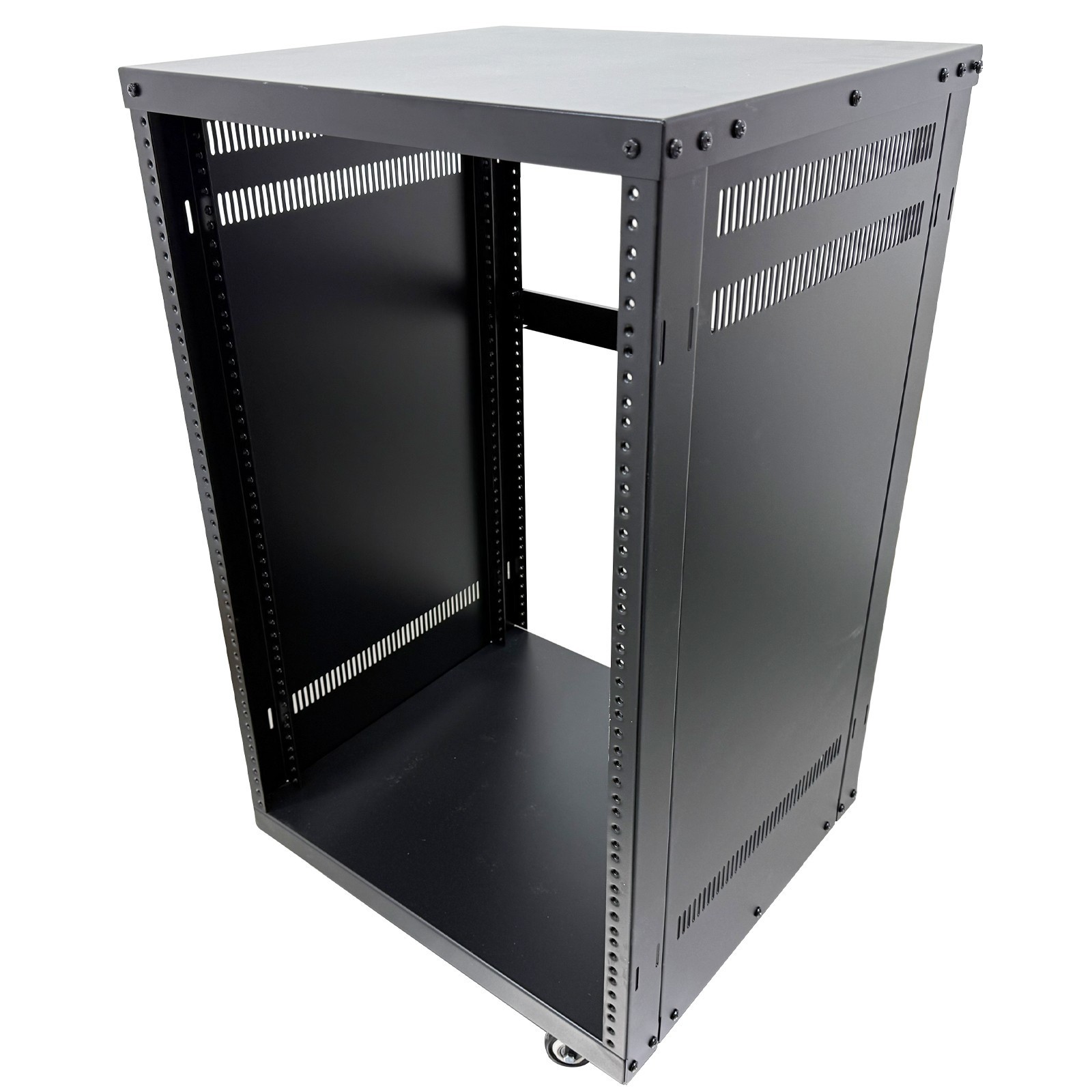 12 Space Studio Rack Case with 4" Caster Wheels 12U Open-Frame Server Rack