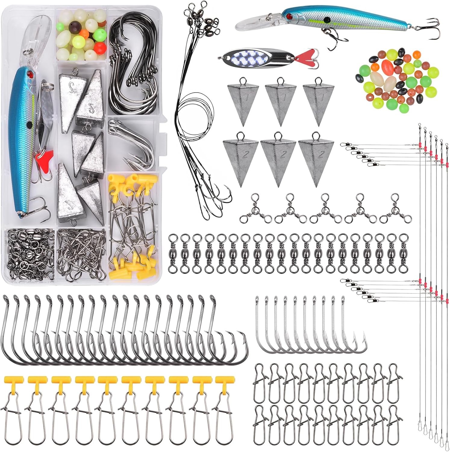 Saltwater Fishing Tackle Kit, 136pcs Surf Gear Fish Finder Rigs Mix