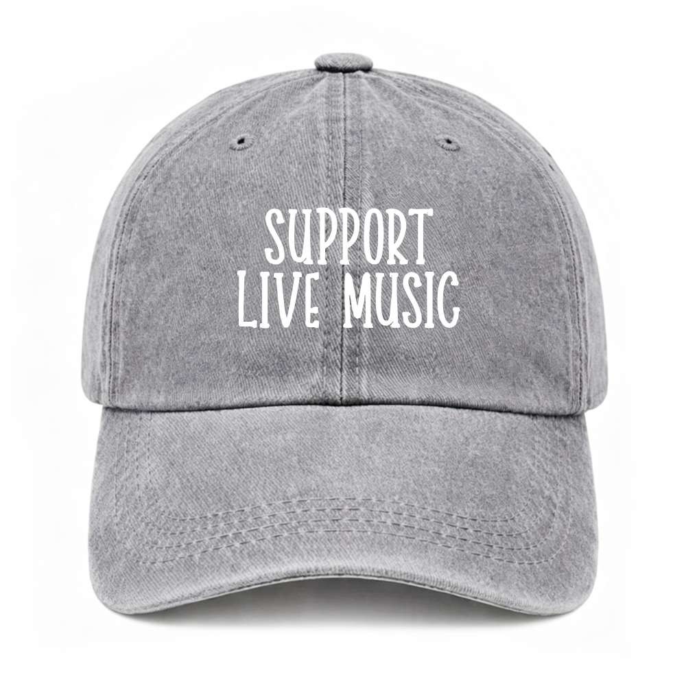 Unisex Support Live Music Vintage Dad Hat Music Fans Washed Baseball Cap