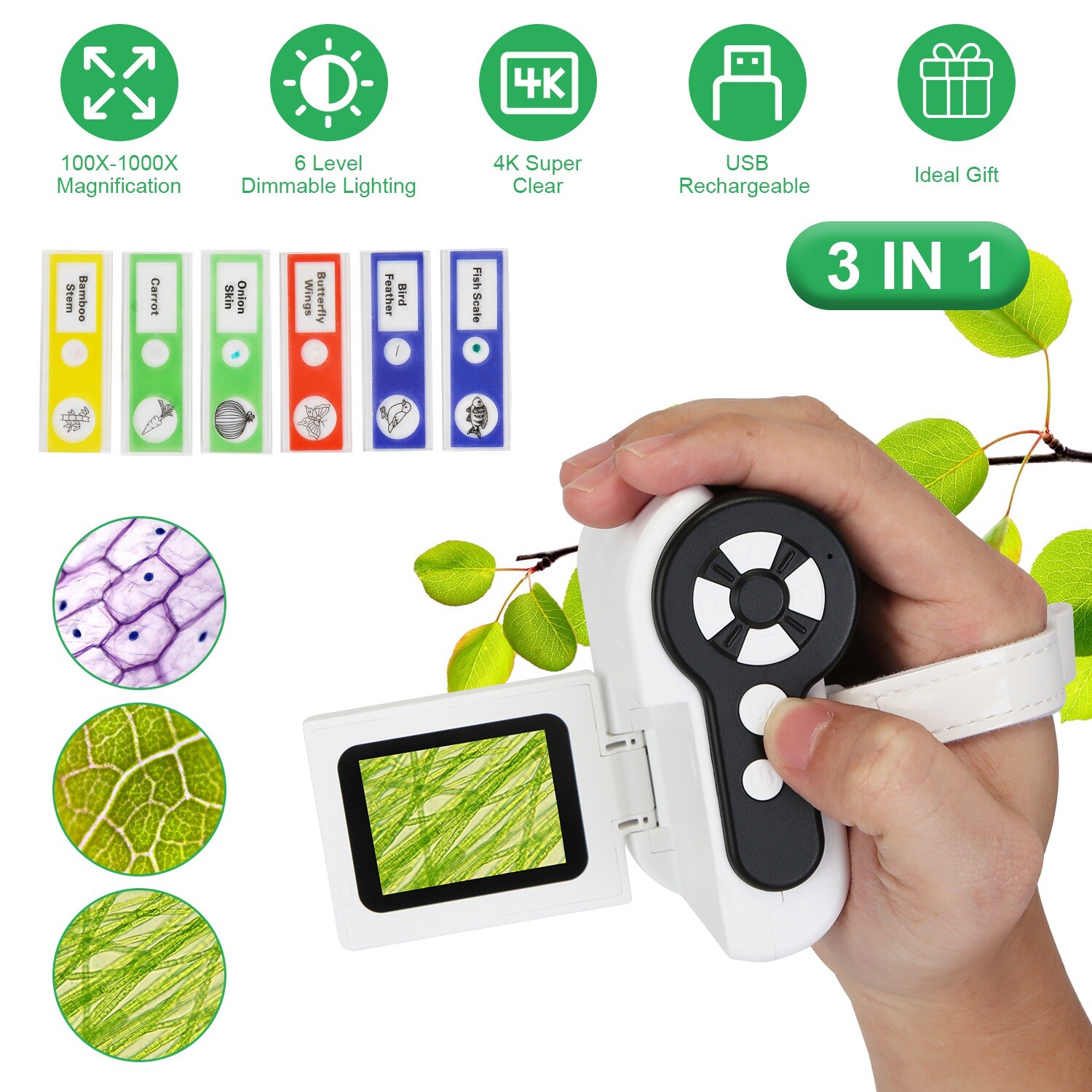 Portable Handheld Microscope DV Camera Pocket Telescope 100X-1000X Magnification