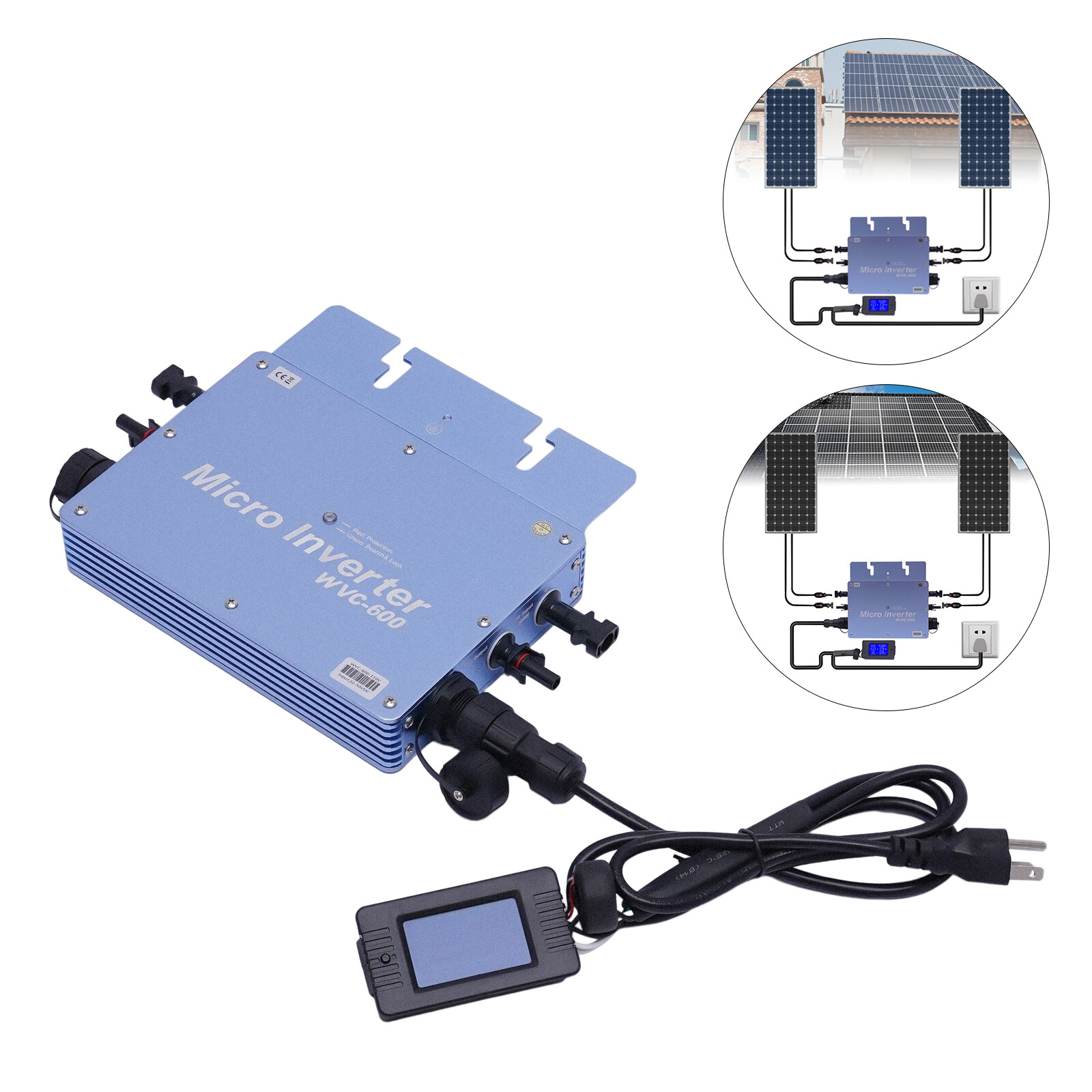 600W Solar Micro Inverter Grid Tie MPPT Pure Sine Wave DC to AC Waterproof