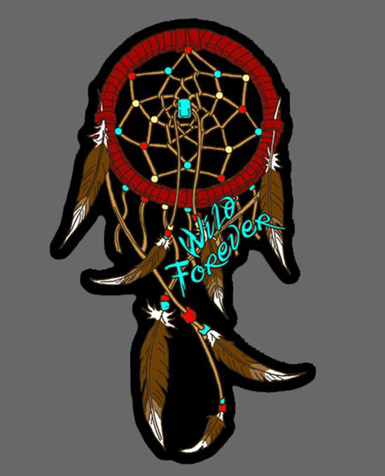 DREAM CATCHER WILD FOREVER IRON ON  5 INCH BIKER PATCH