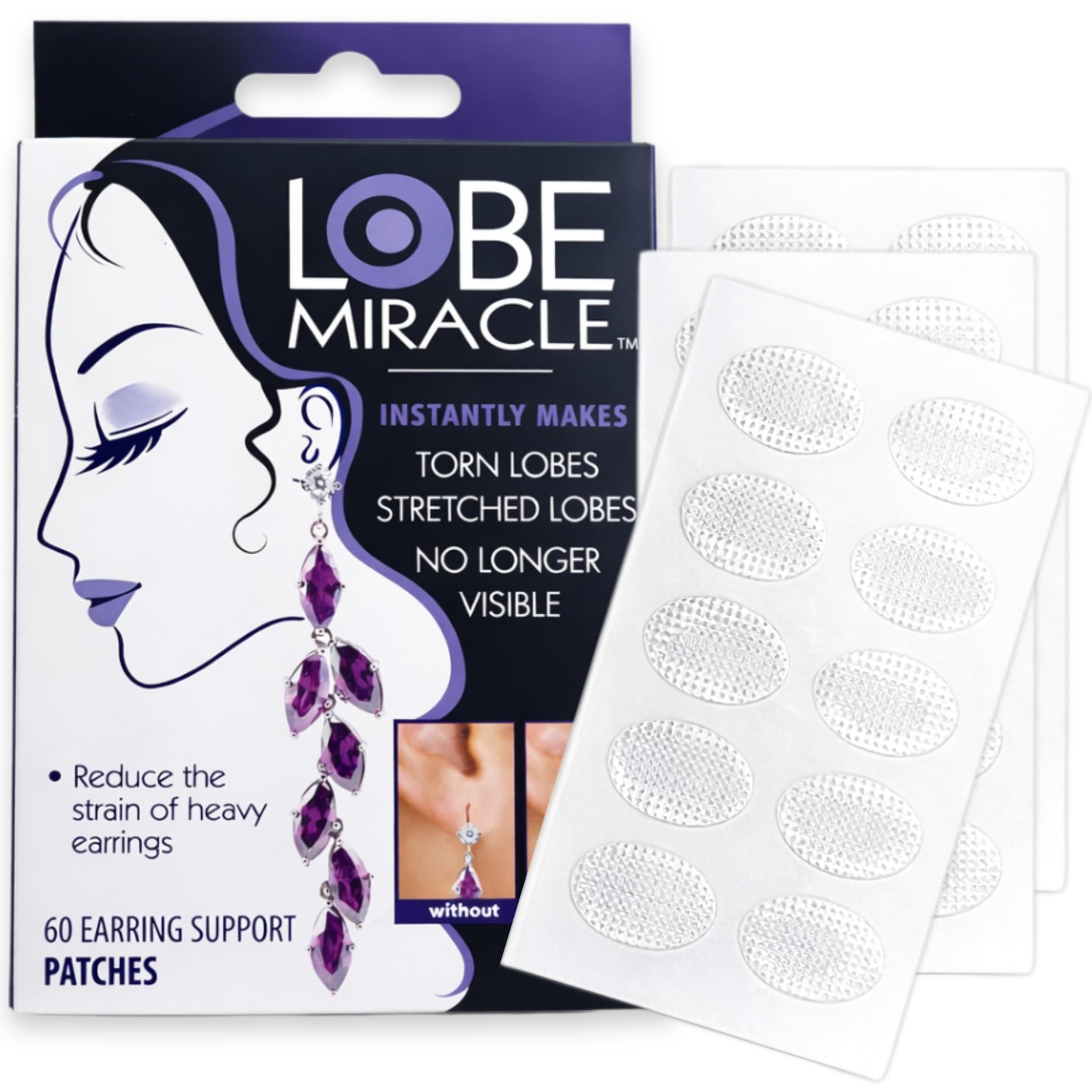 - Clear Earring Support Patches - Earring Backs For Droopy Ears - Ear Care Pr...
