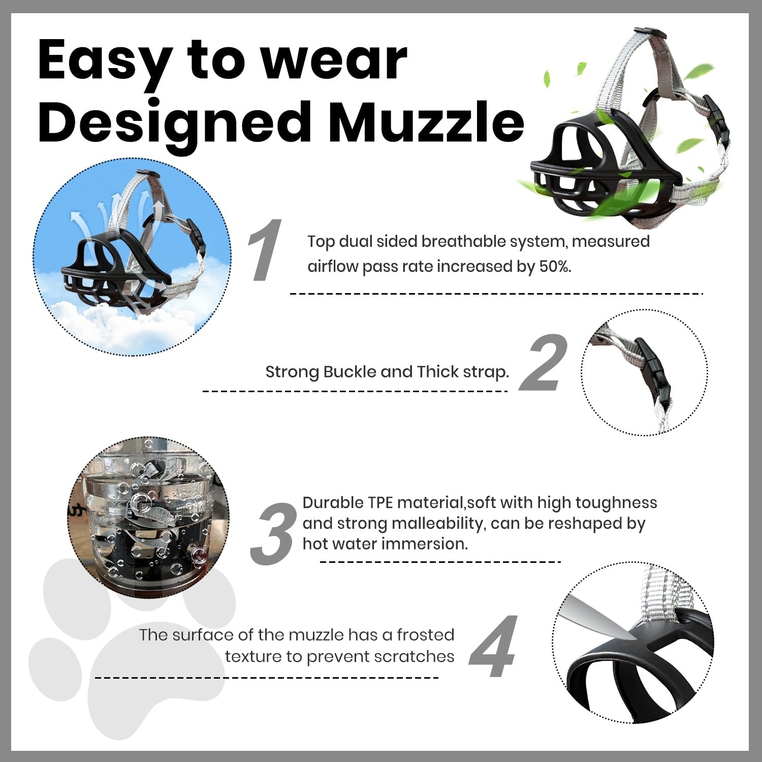 Dog Muzzle, Basket Muzzle for Small Medium Large Dogs, Anti-Biting and Chewin...