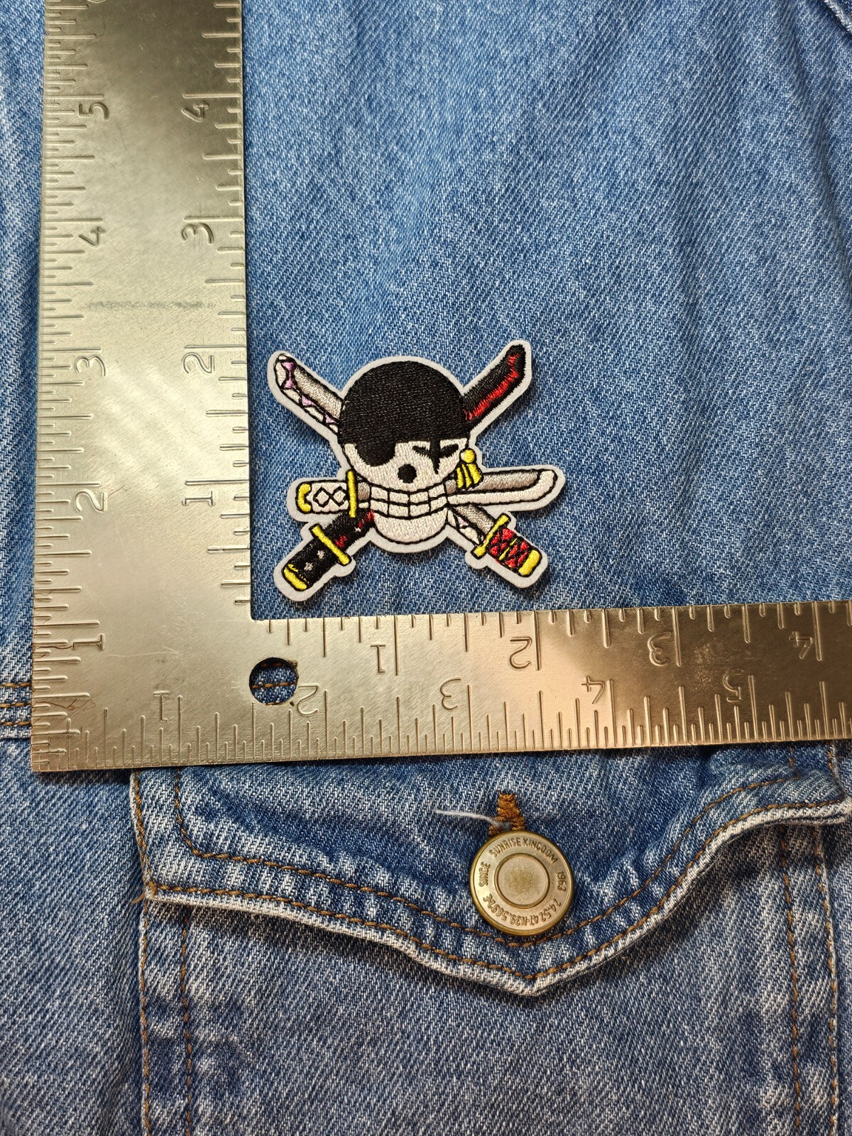 One Piece Anime Roronoa Zoro Skull Logo Embroidered Iron On Patch